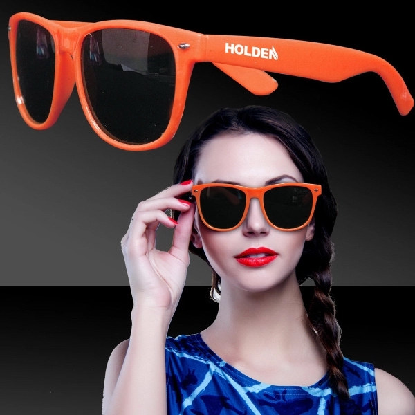 Premium sunglasses with colorful glossy plastic frames.... from ASI 42016 Brighter Promotions Inc / Chemical Light™