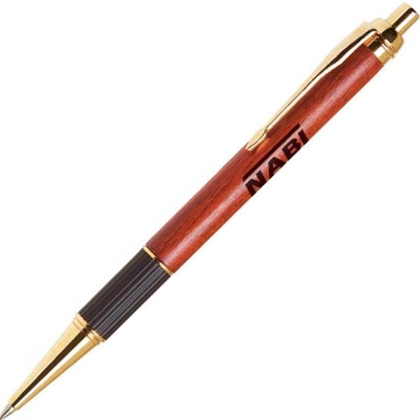 Wooden click-action ballpoint pen available in brown with gold accents.... from ASI 68190 Lungsal / Lungsal