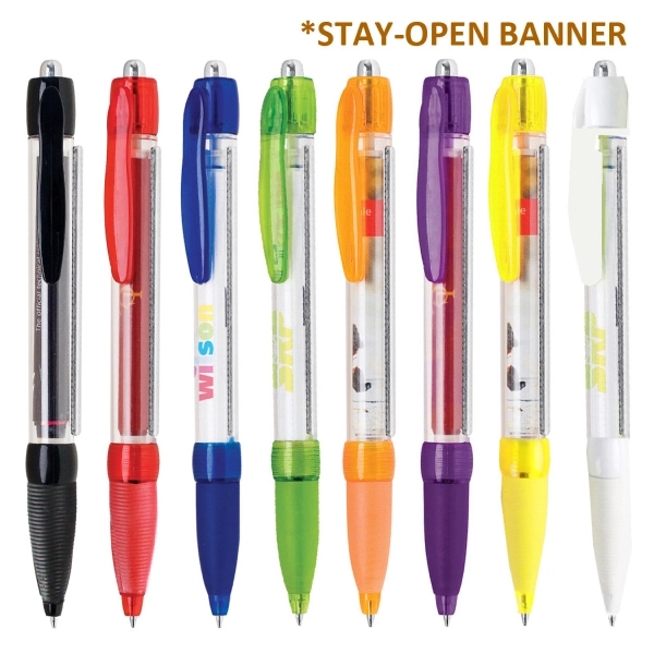 Click action plastic pen with stay open banner.... from ASI 31517 Admart Products / Admart Line