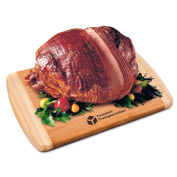 Spiral-sliced whole ham with bamboo cutting board.... from ASI 68680 Maple Ridge Farms Inc