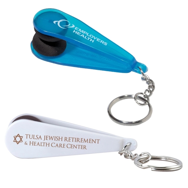 Eyeglass and CD/DVD cleaner with slip-between pads and key ring.... from ASI 62190 Illini