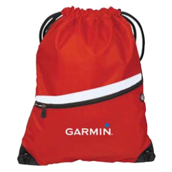 Backpack with zippered front pocket and a drawstring closure.... from ASI 34046 Allcasion Travelware Co