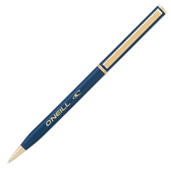 Solid brass Barrel silver ballpoint pen with Twist action... from ASI 40544 Binaco / Binaline