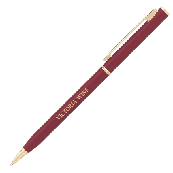 Solid brass Barrel silver ballpoint pen with Twist action... from ASI 40544 Binaco / Binaline