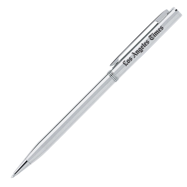 Solid brass Barrel silver ballpoint pen with Twist action... from ASI 40544 Binaco / Binaline