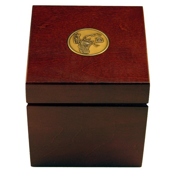Wood Boxed 4 Metal & Leather Coaster Set w/ Medallion.... from ASI 88156 Solid Dimensions Inc / Solid Dimensions Line