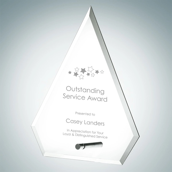 Beveled arrow award made of jade glass with a screw-in aluminum... from ASI 47791 Best Deal Awards