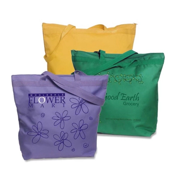 Zipper tote having large capacity and imprint area with long poly... from ASI 66230 Landes Inc