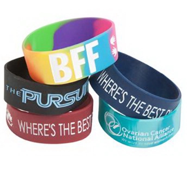 1" silicone wristband with debossed and color filled graphics/text.... from ASI 90859 Tempo Industries Inc / Tempoline