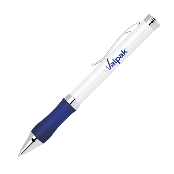 Twist action pearl body ballpoint pen with colored comfort grip with... from ASI 40544 Binaco / Binaline