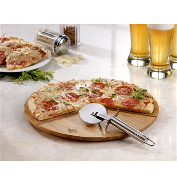Pizza set with bamboo cutting board and stainless steel cutter.... from ASI 99030 Zipline / Zipline®