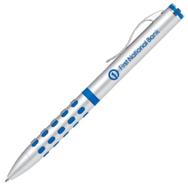 Twist action aluminum ballpoint pen with rubber dotted grips.... from ASI 40544 Binaco / Binaline