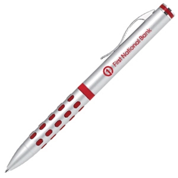 Twist action aluminum ballpoint pen with rubber dotted grips.... from ASI 40544 Binaco / Binaline