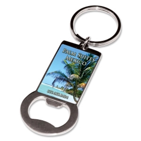 1/16" clear acrylic bottle opener keychain with double-sided imprint.... from ASI 72521 Morris Magnets / Laser Cuts