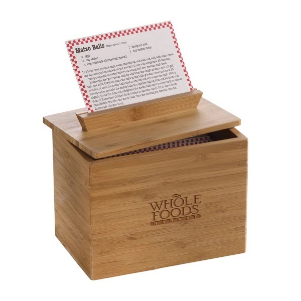 Bamboo recipe box with built in angled card stand on lid.... from ASI 99030 Zipline / Zipline®