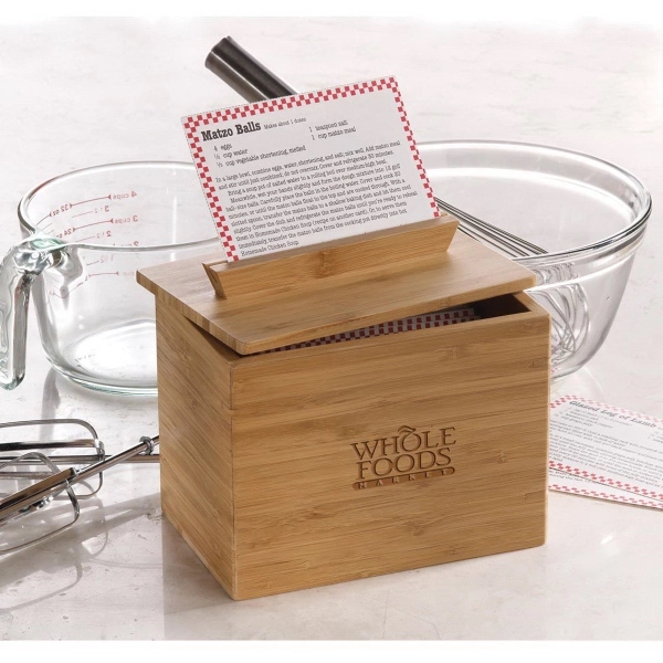Bamboo recipe box with built in angled card stand on lid.... from ASI 99030 Zipline / Zipline®