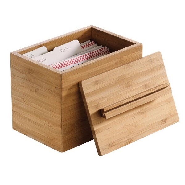 Bamboo recipe box with built in angled card stand on lid.... from ASI 99030 Zipline / Zipline®