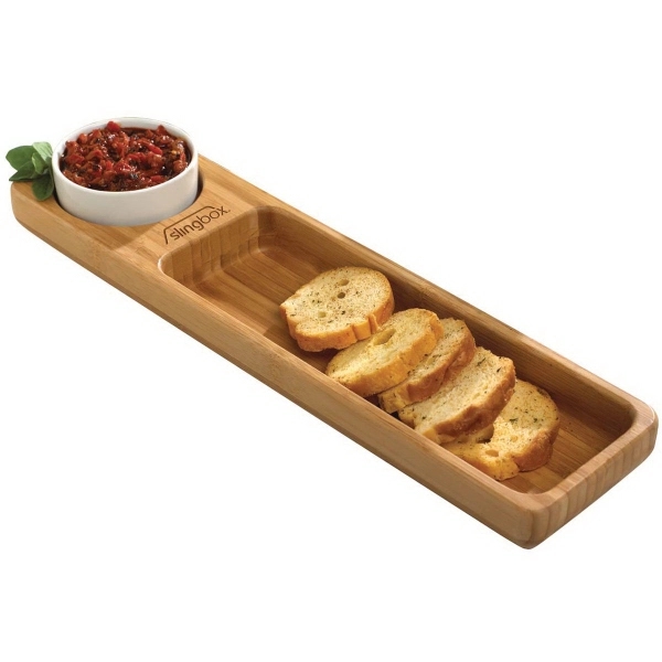 Bamboo snack set with ceramic dip bowl.... from ASI 99030 Zipline / Zipline®