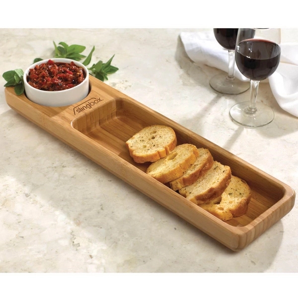 Bamboo snack set with ceramic dip bowl.... from ASI 99030 Zipline / Zipline®