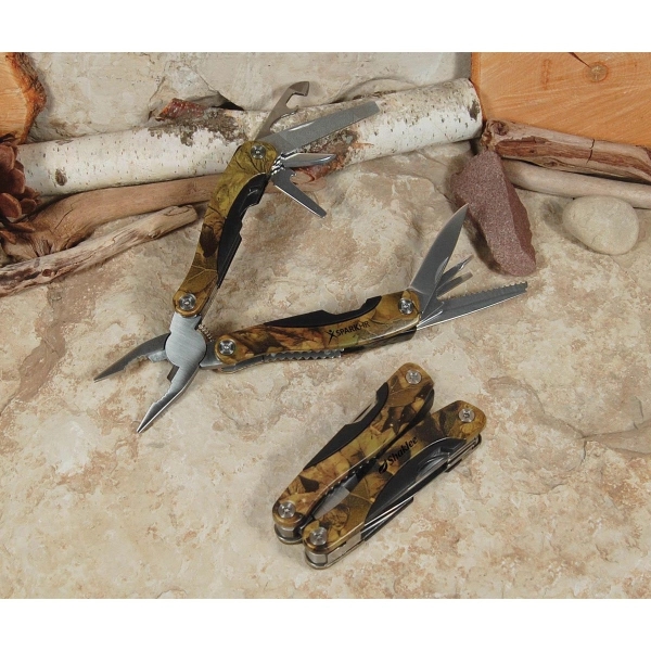 Multi-tool with camo pattern aluminum handle and stainless steel tools.... from ASI 99030 Zipline / Zipline®