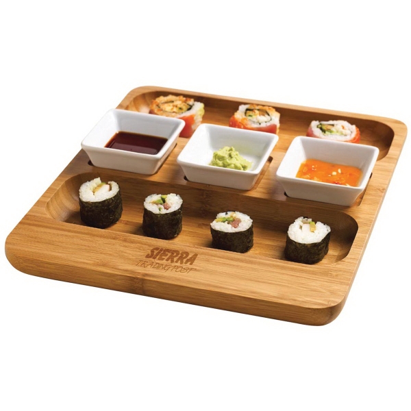 Trio serving tray features 3 dishwasher safe ceramic dip trays.... from ASI 99030 Zipline / Zipline®