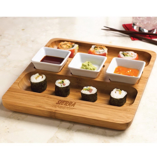 Trio serving tray features 3 dishwasher safe ceramic dip trays.... from ASI 99030 Zipline / Zipline®