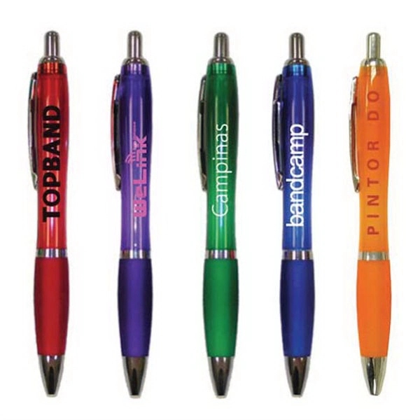 Lena plastic pen with black ink and slim refill.... from ASI 99030 Zipline / MainStream Promotions™