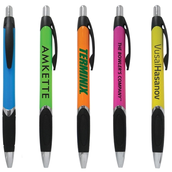 Retractable ballpoint pen. Made of plastic. Black ink.... from ASI 99030 Zipline / MainStream Promotions™