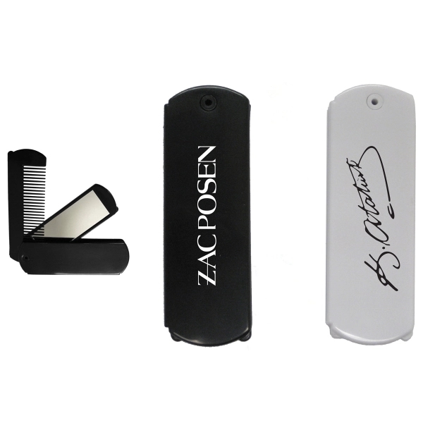Plastic folding pocket groomer with comb and mirror.... from ASI 99030 Zipline / MainStream Promotions™
