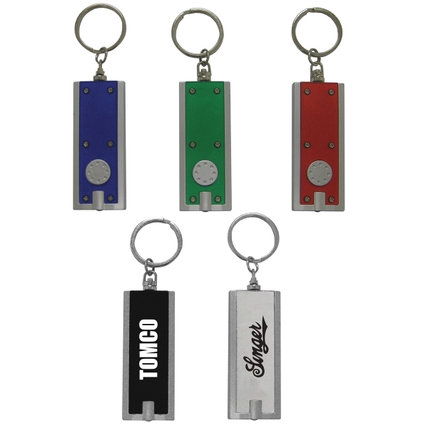 Plastic rectangular key chain with LED light.... from ASI 99030 Zipline / MainStream Promotions™