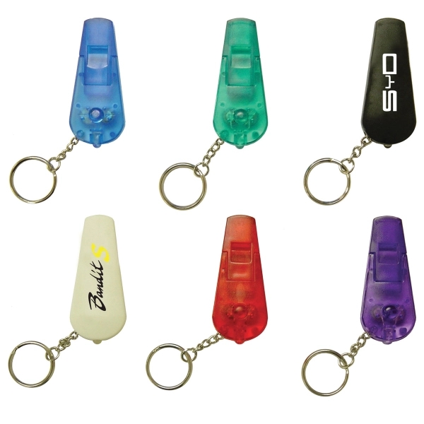 Plastic whistle key chain with red LED light.... from ASI 99030 Zipline / MainStream Promotions™