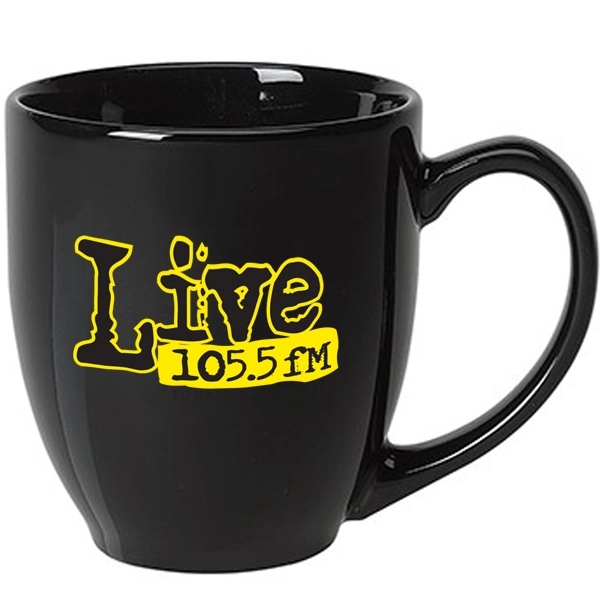 Hard-coated 15 ounce ceramic bistro-style mug in assorted colors.... from ASI 39820 Opusline (Benmex) / Opus Line