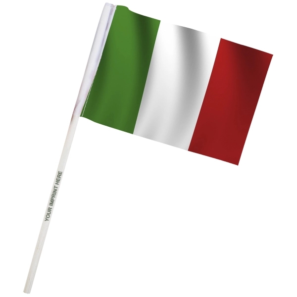 4" x 6" Italy Imprinted Staff Polyester Stick Flag on 10"... from ASI 80228 Quinn