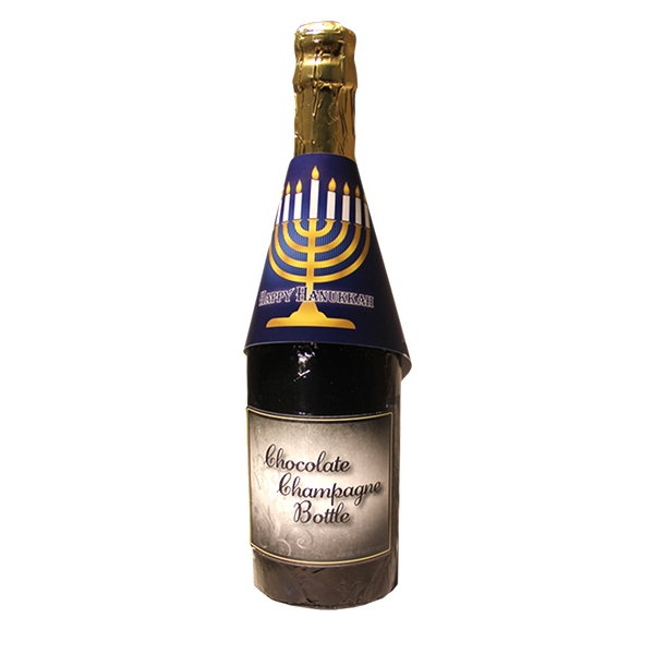Full size Hanukkah hollow milk chocolate champagne bottle.... from ASI 44897 Chocolate Chocolate