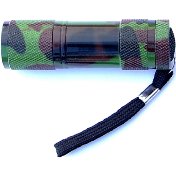 Camouflage metal LED flashlight with Batteries... from ASI 74585 Nu Promo International / Nu Promo Line