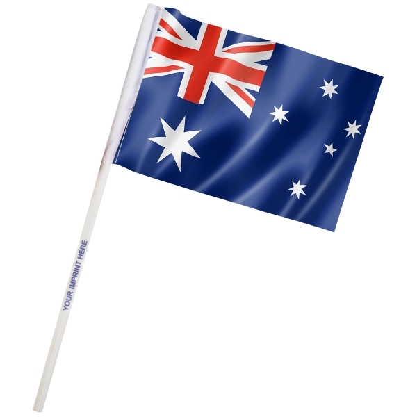 4" x 6" Australia Imprinted Staff Polyester Stick Flag on a... from ASI 80228 Quinn