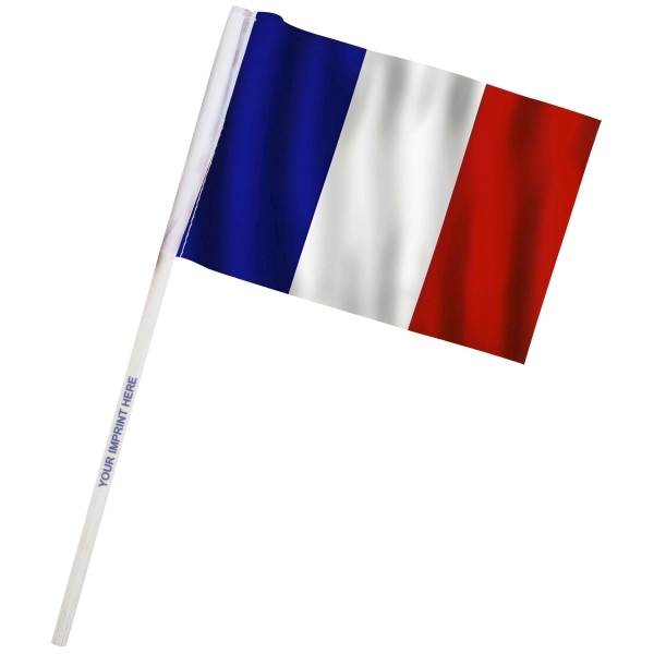4" x 6" France Imprinted Staff Polyester Stick Flag on 10"... from ASI 80228 Quinn