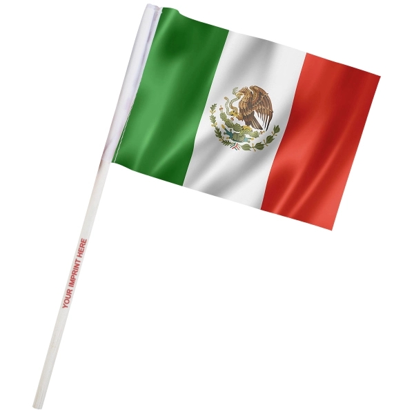 4" x 6" Mexico Imprinted Staff Polyester Stick Flag on 10"... from ASI 80228 Quinn
