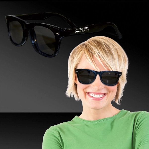 Classic black sunglasses with imprint options; one size fits most.... from ASI 42016 Brighter Promotions Inc / Chemical Light™