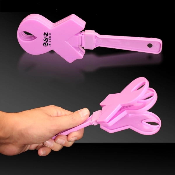 6 3/4" pink ribbon shaped hand clapper.... from ASI 42016 Brighter Promotions Inc / Chemical Light™