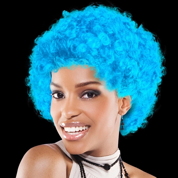Light blue cheering team spirit costume wig; adult sized.... from ASI 42016 Brighter Promotions Inc / Chemical Light™