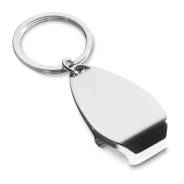 Chrome finish metal bottle opener key holder.... from ASI 62660 Innovation Line