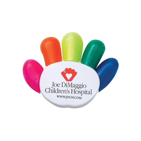 Hand shaped highlighter with 5 different ink colors.... from ASI 62660 Innovation Line