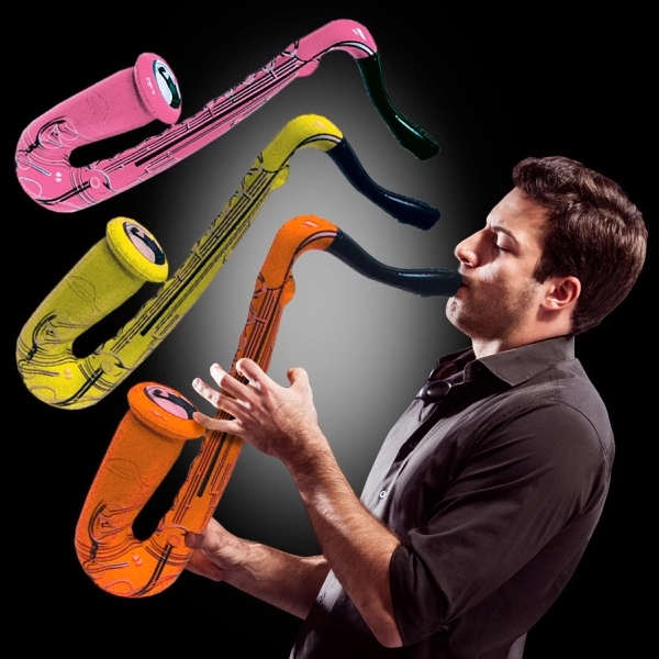 24" inflatable saxophone, offered in an variety of colors.... from ASI 42016 Brighter Promotions Inc