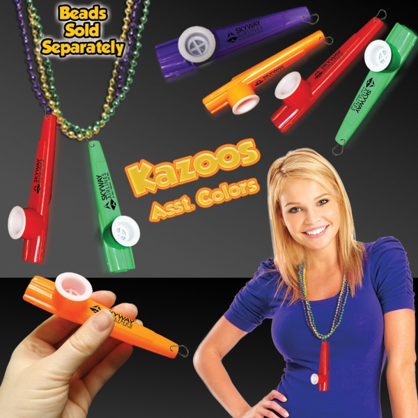 3 1/2" plastic kazoo instrument medallion with j-hook attachment.... from ASI 42016 Brighter Promotions Inc / Chemical Light™