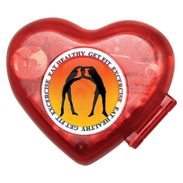 Heart shape pedometer with hinged cover and fitness chart.... from ASI 62660 Innovation Line / Innovation Line