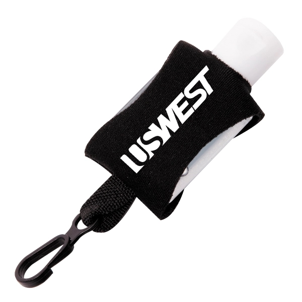.5 ounce flip-top bottle of gel hand sanitizer in neoprene holder... from ASI 62660 Innovation Line