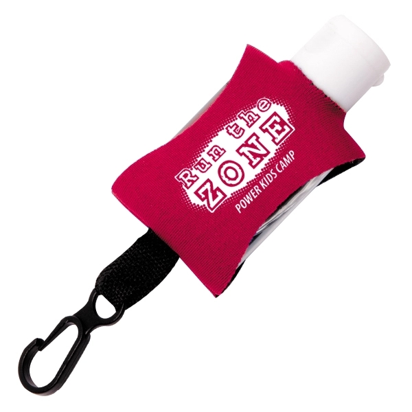 .5 ounce flip-top bottle of gel hand sanitizer in neoprene holder... from ASI 62660 Innovation Line