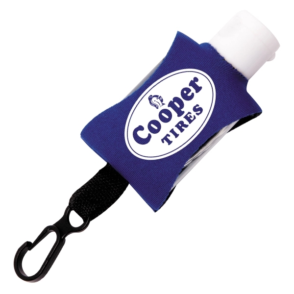 .5 ounce flip-top bottle of gel hand sanitizer in neoprene holder... from ASI 62660 Innovation Line