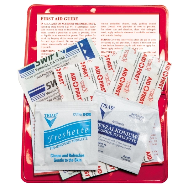 10 piece first aid kit packaged inside a vinyl pouch... from ASI 62660 Innovation Line